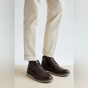 John Varvatos Mens Chukka Boots Distressed Leather Finish Brown Size 10M